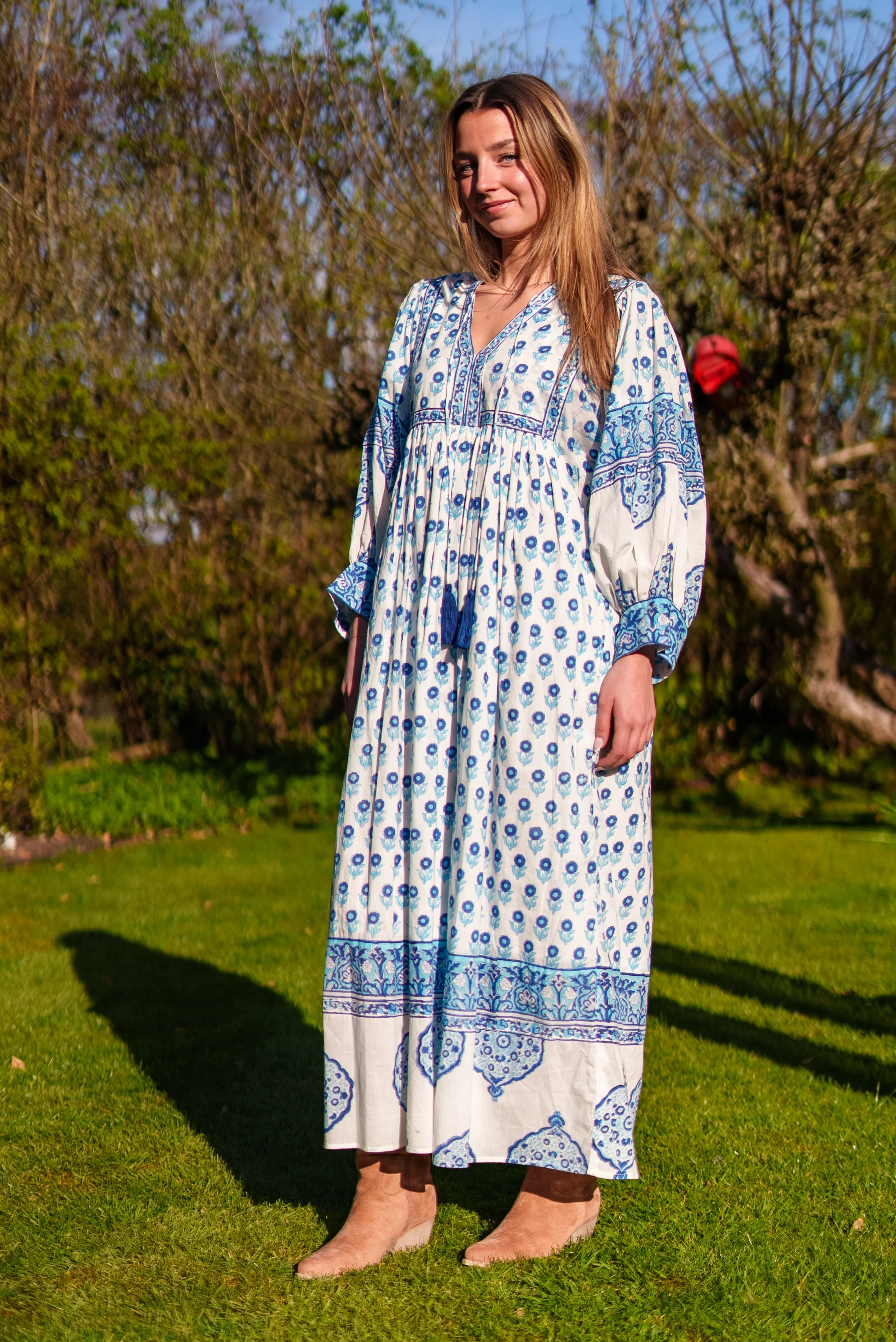 Soul Of Sita Amelia Floaty Sleeve Folk Print Maxi Dress - Image 3
