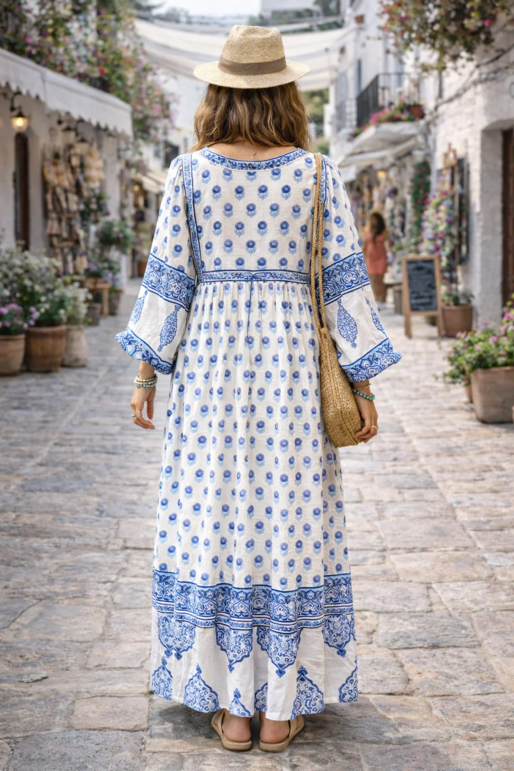 Soul Of Sita Amelia Floaty Sleeve Folk Print Maxi Dress - Image 5