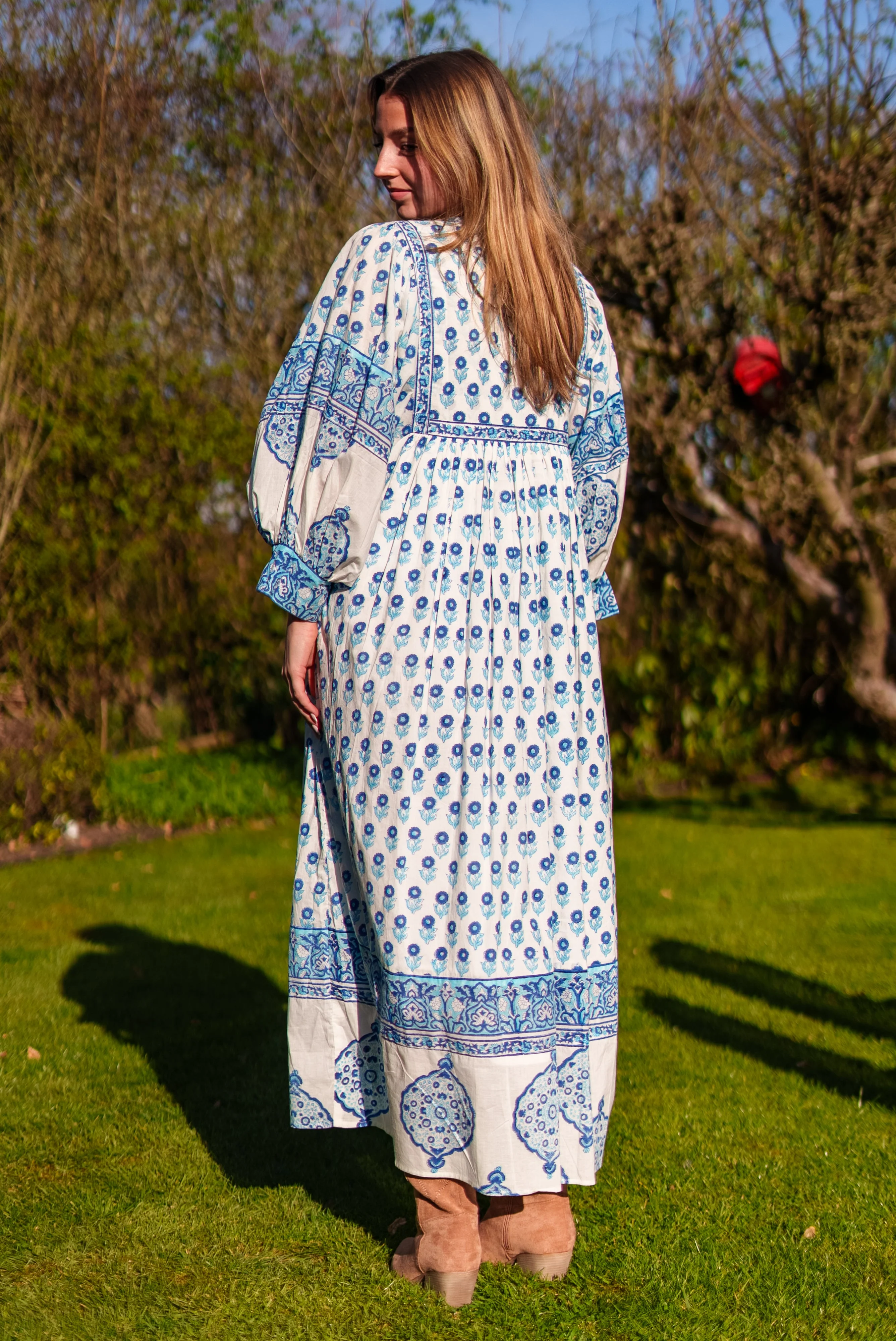 Soul Of Sita Amelia Floaty Sleeve Folk Print Maxi Dress - Image 8