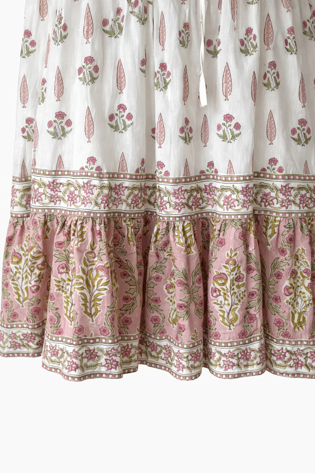 Soul Of Sita Bella Cream And Pink Wood Block Printed Cotton Voile Dress - Image 4