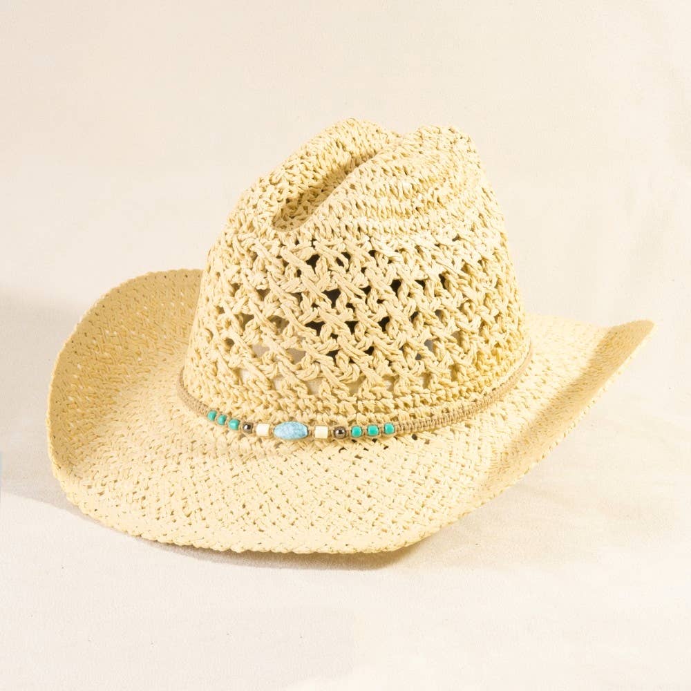 Soul Of Sita Braided Beads Straw Cowboy Hat: Ka - Image 4