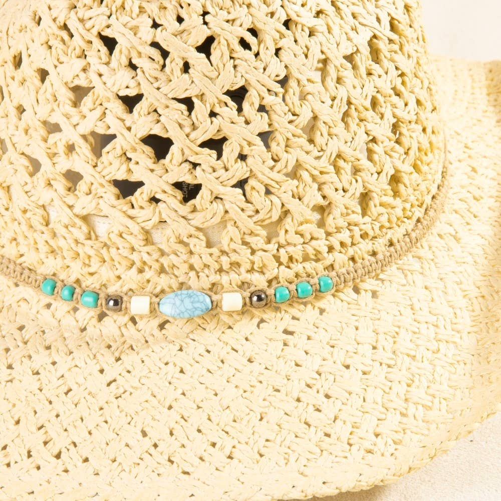 Soul Of Sita Braided Beads Straw Cowboy Hat: Ka - Image 5