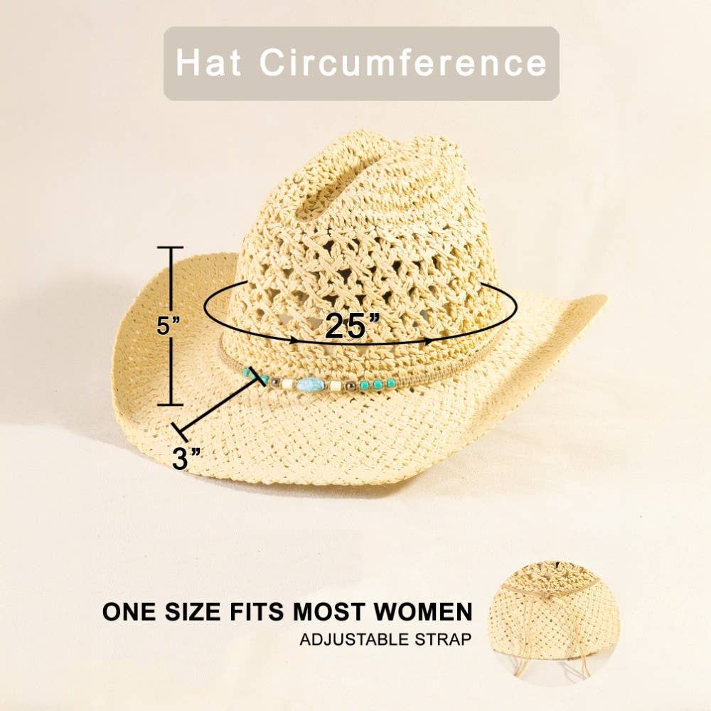 Soul Of Sita Braided Beads Straw Cowboy Hat: Ka - Image 9