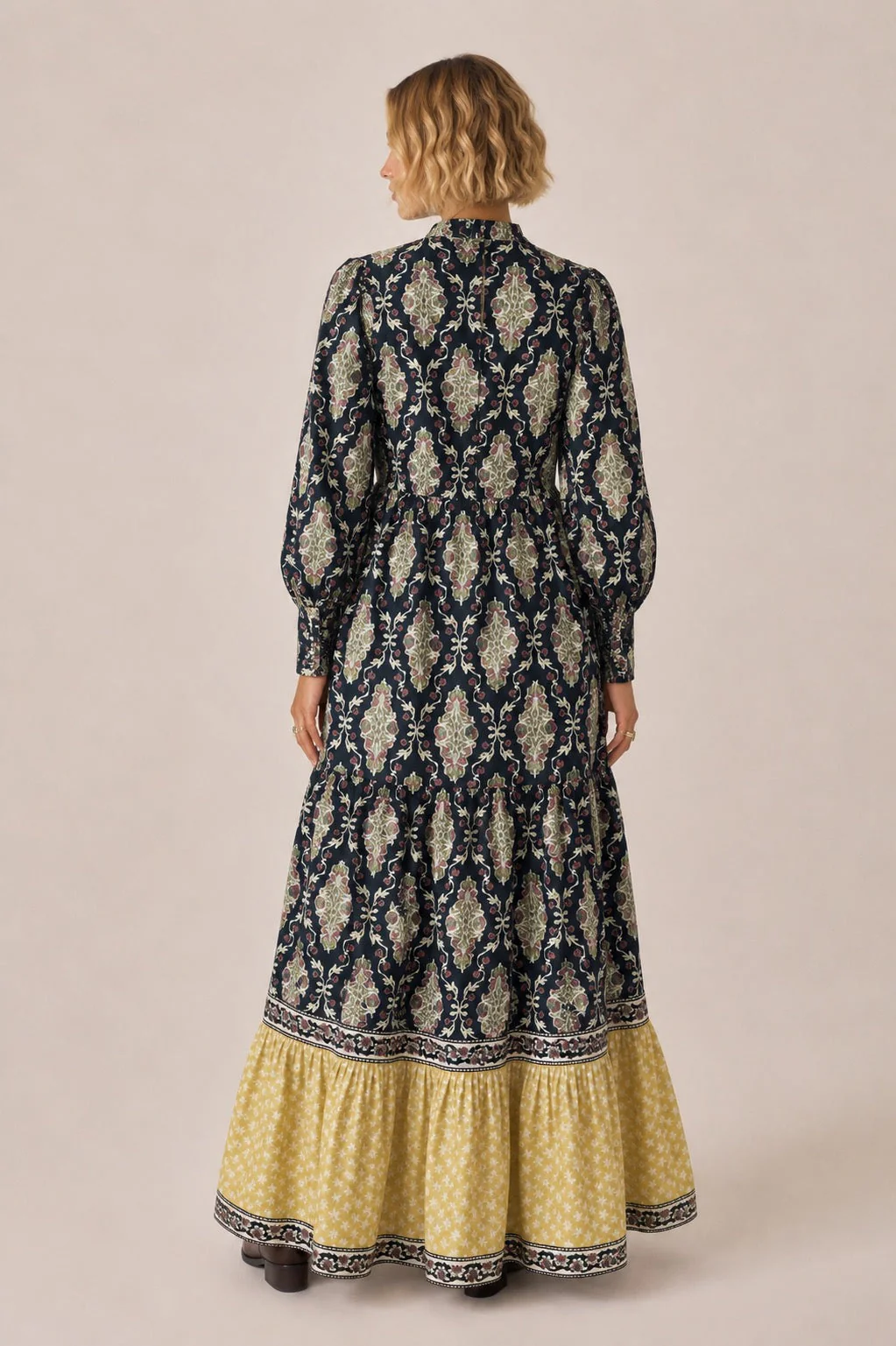 Soul Of Sita Lalita Ink Maxi Woodblock Print Dress, 100% Cotton - Image 2
