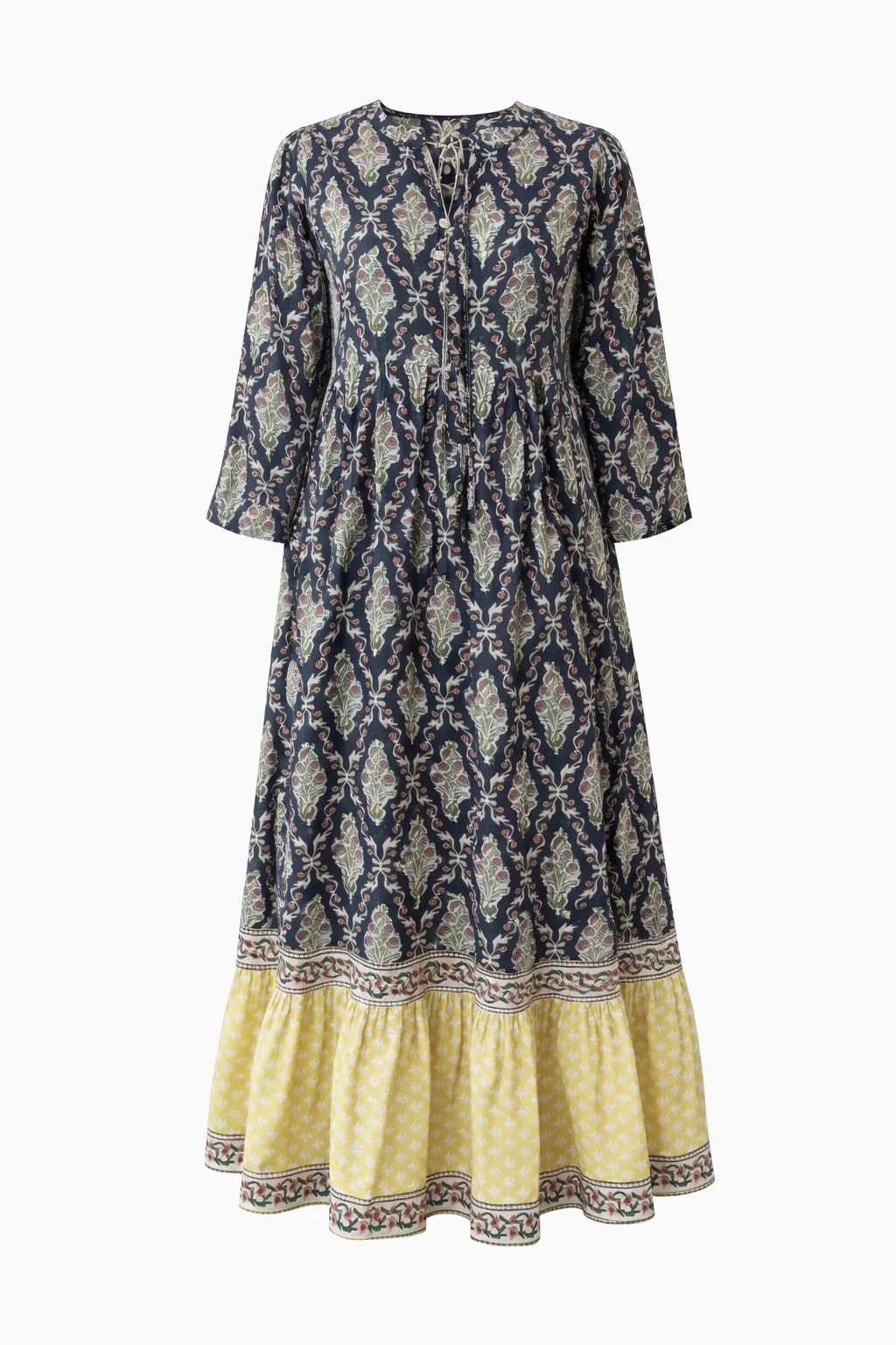 Soul Of Sita Lalita Ink Maxi Woodblock Print Dress, 100% Cotton - Image 6