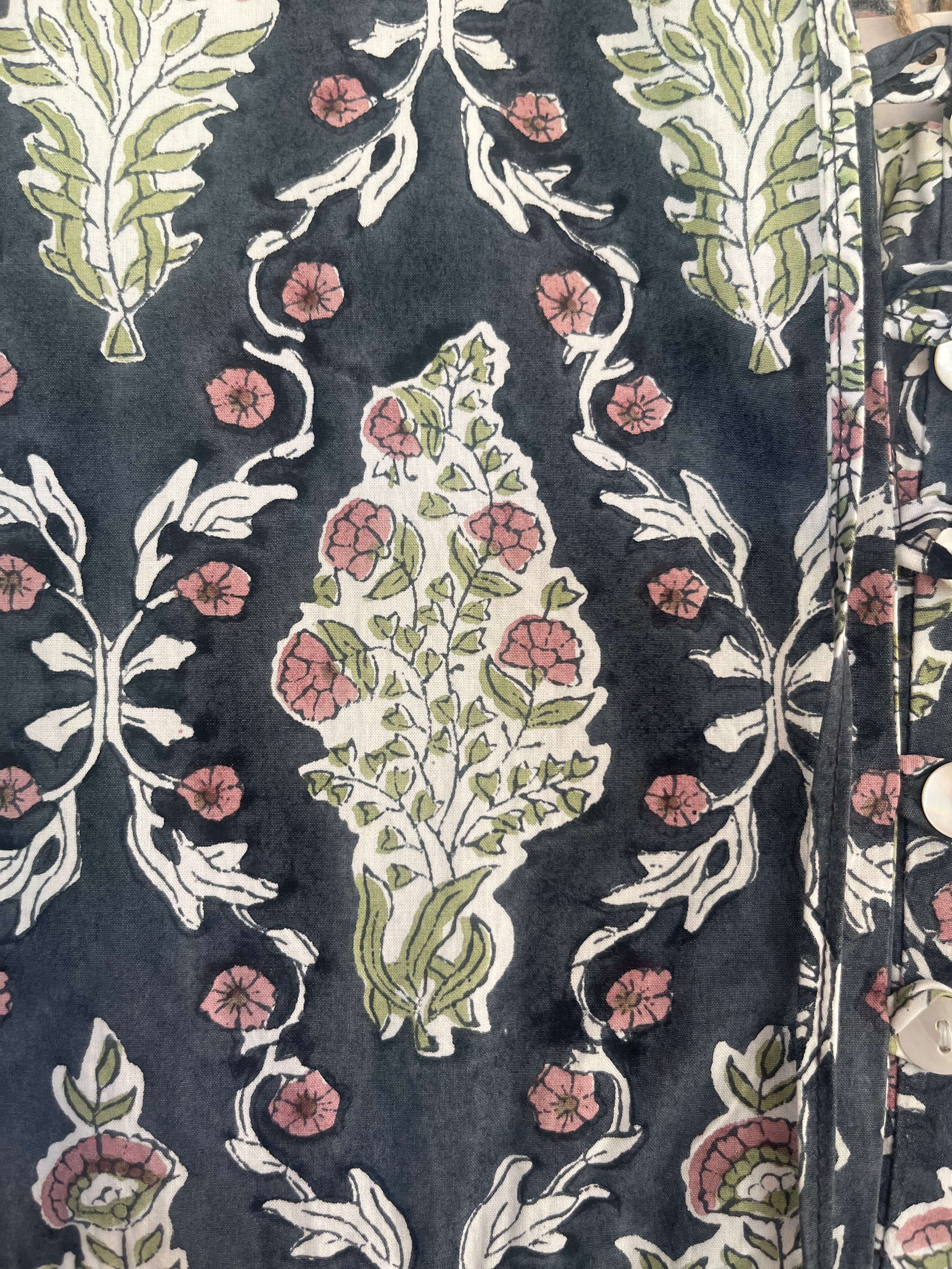 Soul Of Sita Lalita Ink Maxi Woodblock Print Dress, 100% Cotton - Image 9
