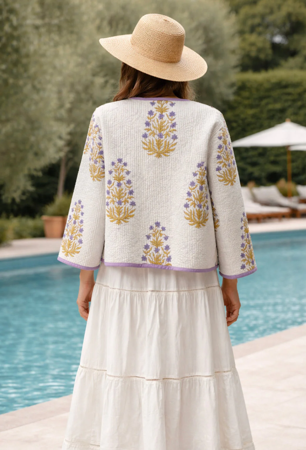 Soul Of Sita Peony Woodblock Print Cotton Jacket - Reversible - Image 2