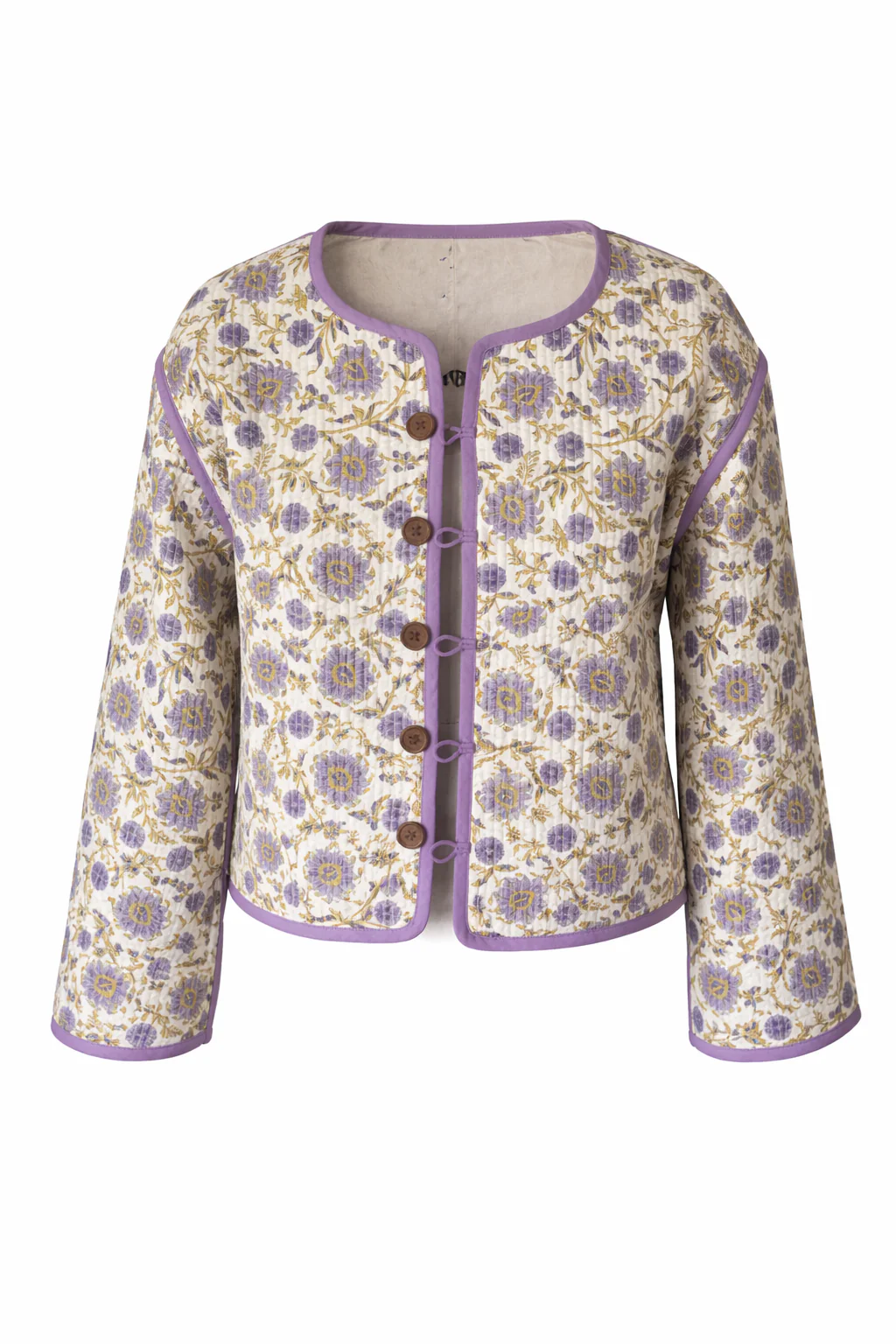 Soul Of Sita Peony Woodblock Print Cotton Jacket - Reversible - Image 4