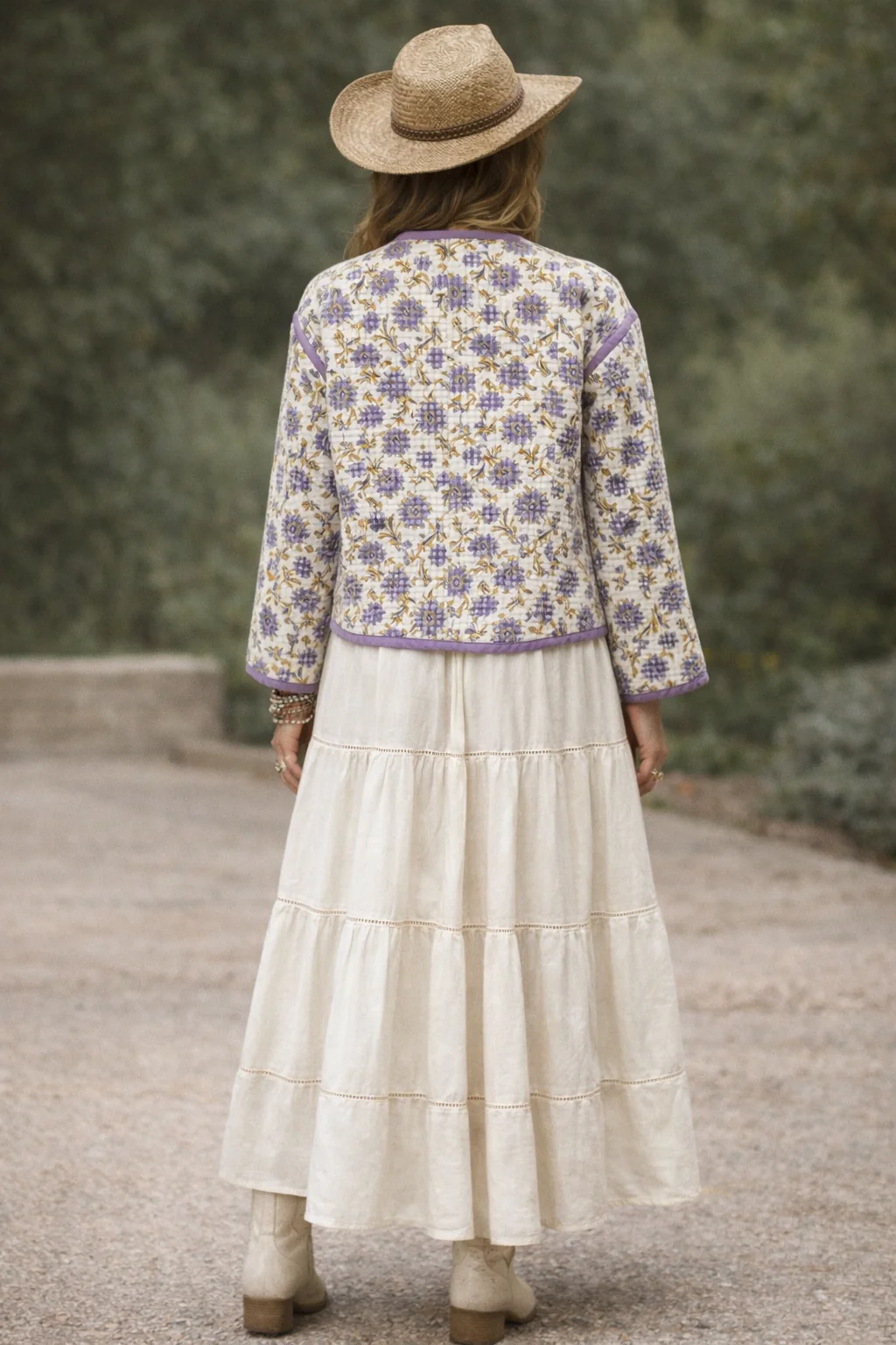 Soul Of Sita Peony Woodblock Print Cotton Jacket - Reversible - Image 7