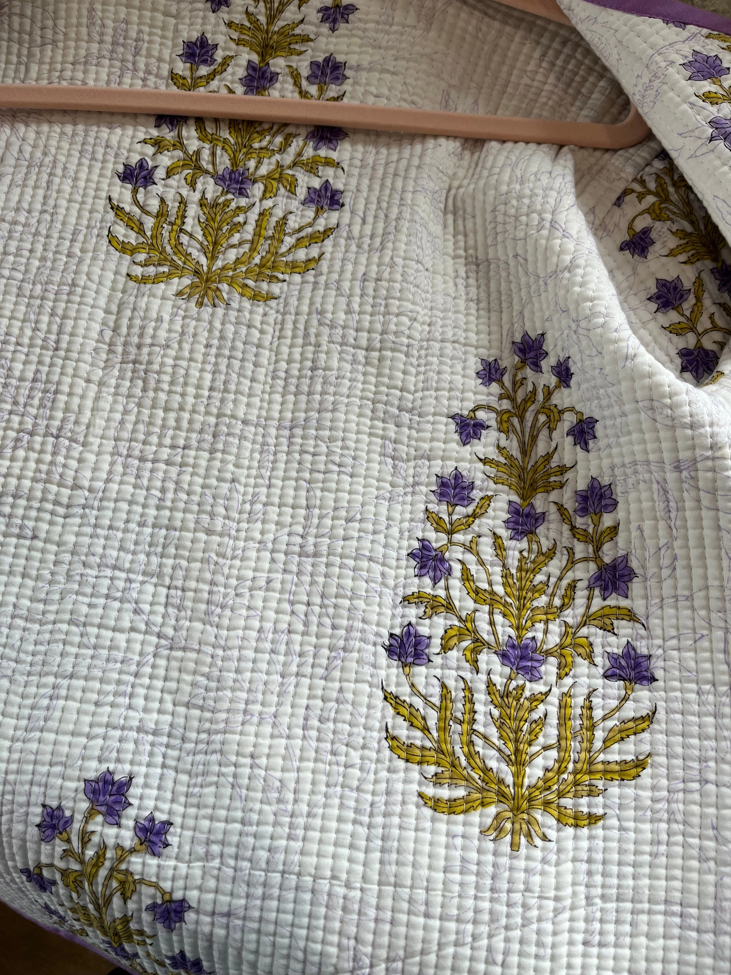 Soul Of Sita Peony Woodblock Print Cotton Jacket - Reversible - Image 8