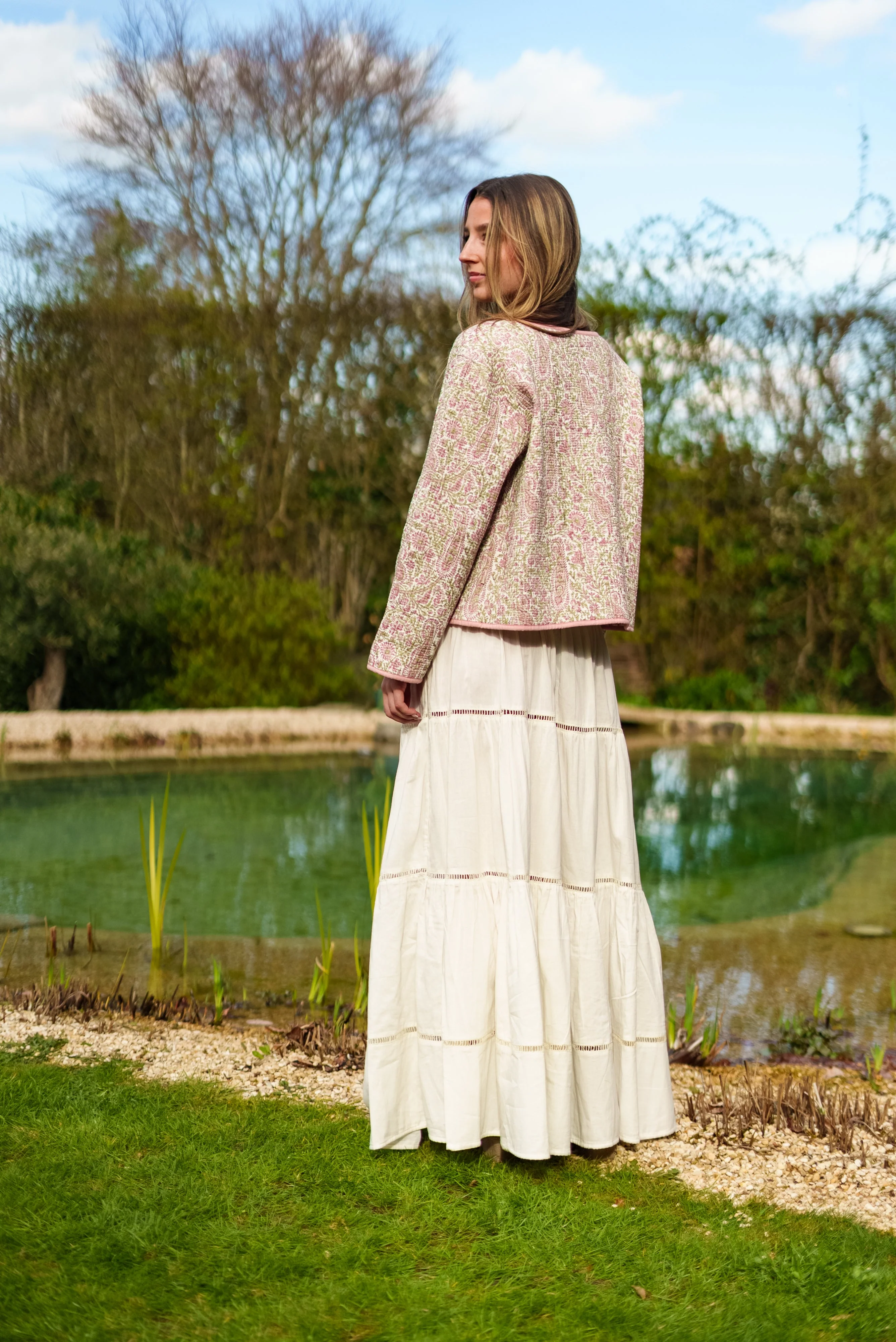 Soul Of Sita Pink/Green Floral Wood Block Printed Reversible Jacket With Wooden Buttons, 100% Cotton, Hand Printed By Amazingly Talented Artisans In Jaipur. - Image 5