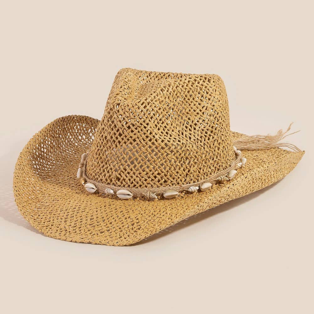 Soul Of Sita Straw Weave Cowrie Shell Rope Strap Cowboy Hat: Iv - Image 10