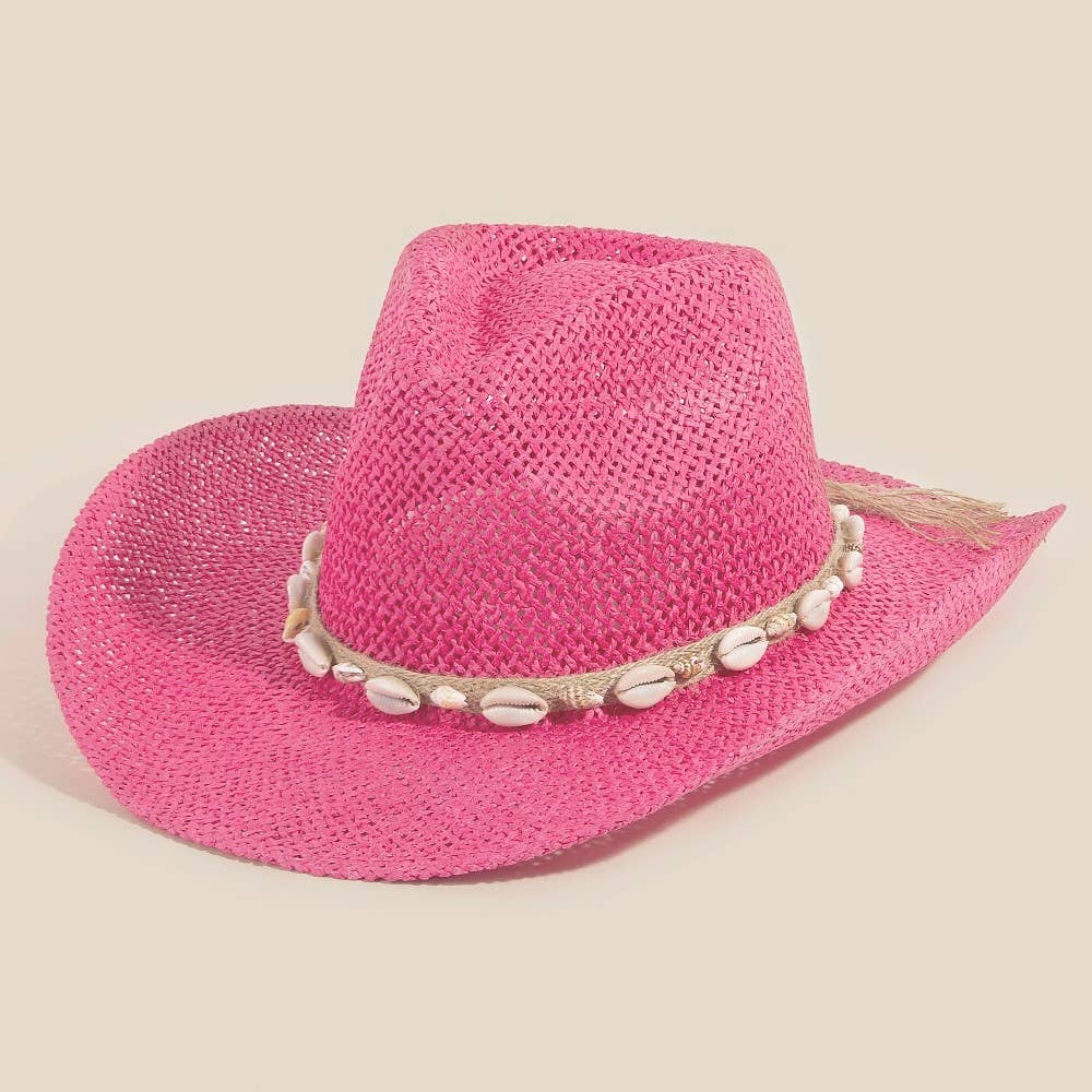 Soul Of Sita Straw Weave Cowrie Shell Rope Strap Cowboy Hat: Iv - Image 9