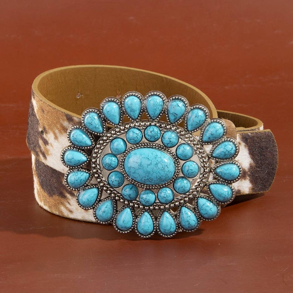 Soul Of Sita Western Concho Turquoise Stone Buckle Belt: Dco - Image 4