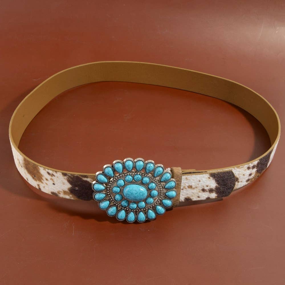 Soul Of Sita Western Concho Turquoise Stone Buckle Belt: Dco - Image 5