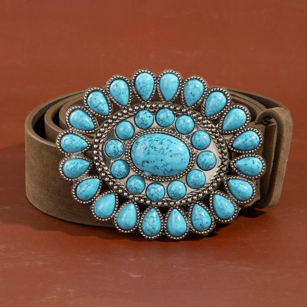 Soul Of Sita Western Concho Turquoise Stone Buckle Belt: Dco - Image 8