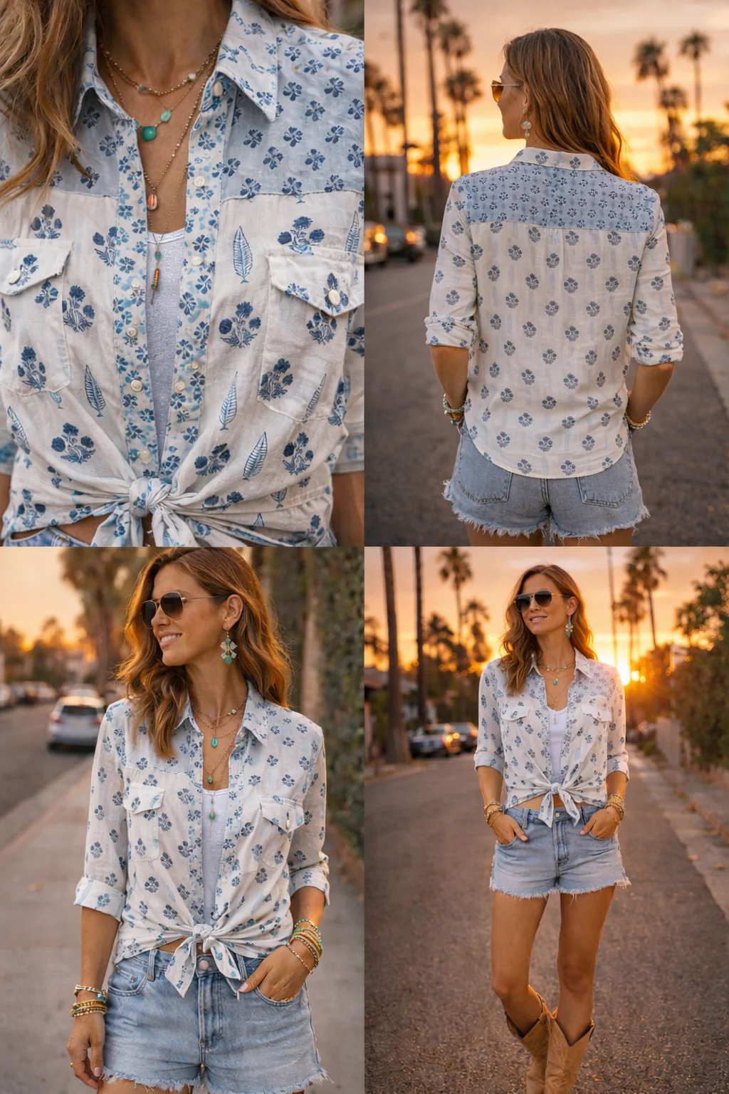 Soul Of Sita Western Style Woodblock Printed Cotton Voile Shirt - Image 5