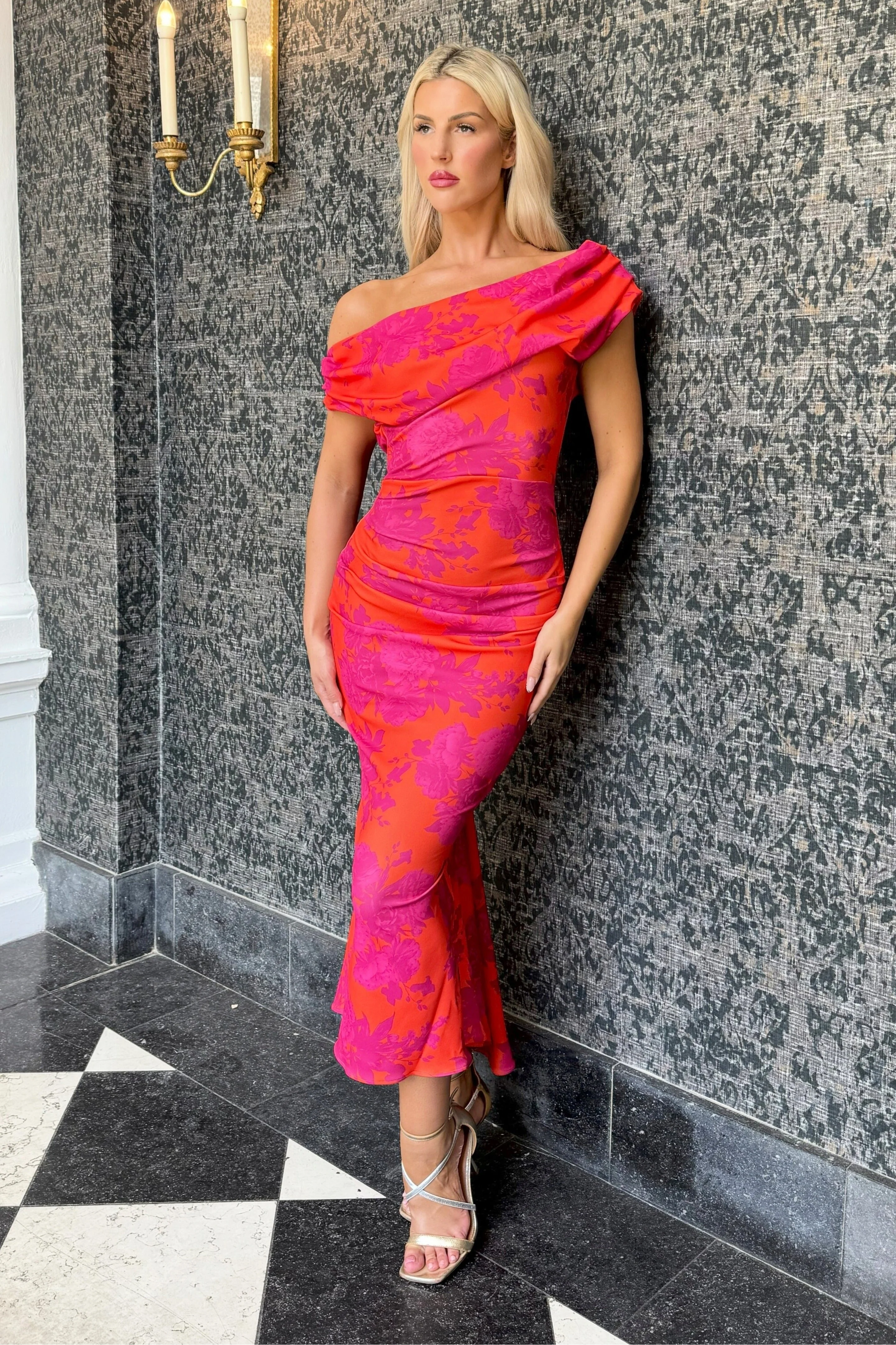 Atom Label Orange & Fuchsia D3 Ss26 Mercury Midi Dress - Image 3