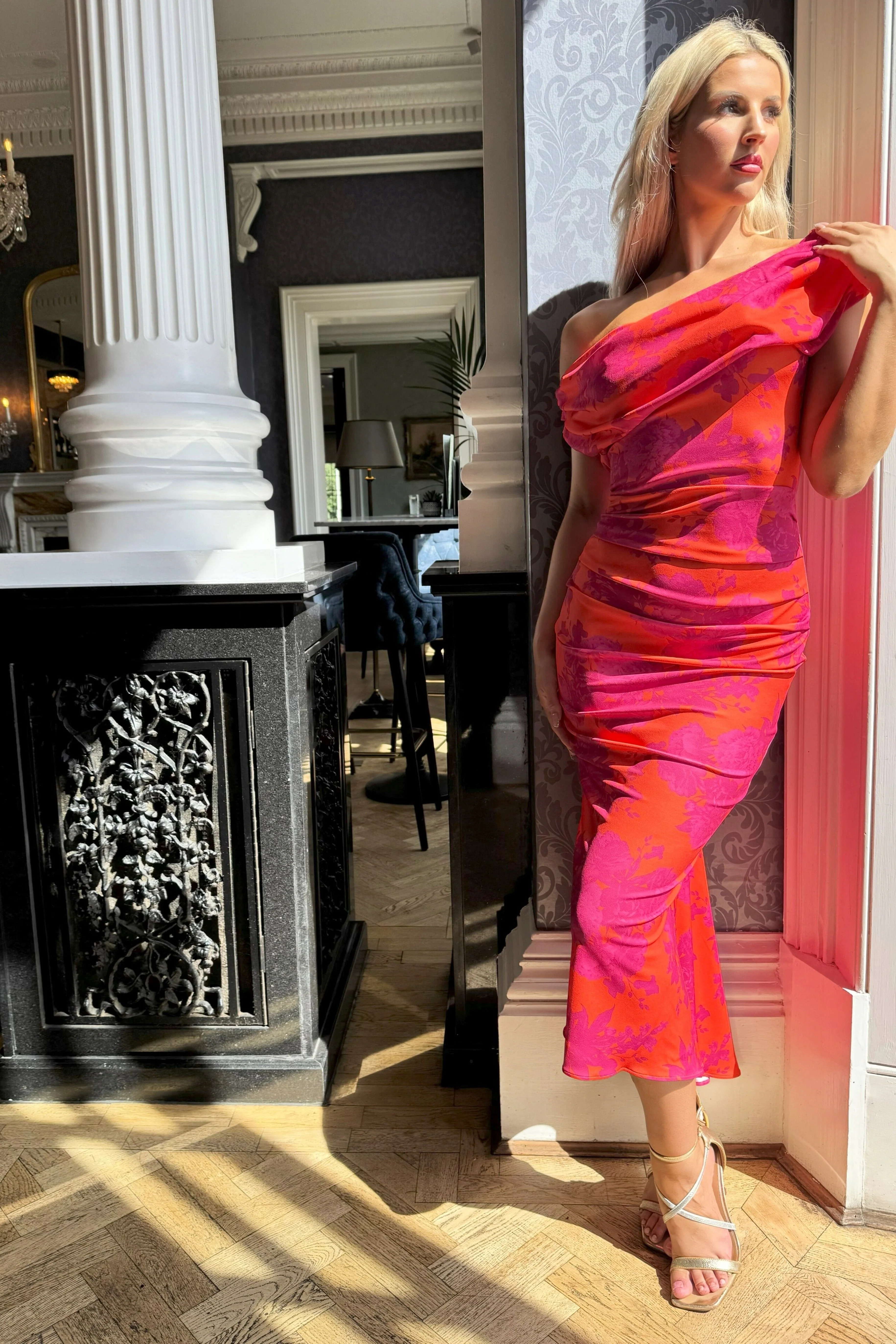 Atom Label Orange & Fuchsia D3 Ss26 Mercury Midi Dress - Image 5