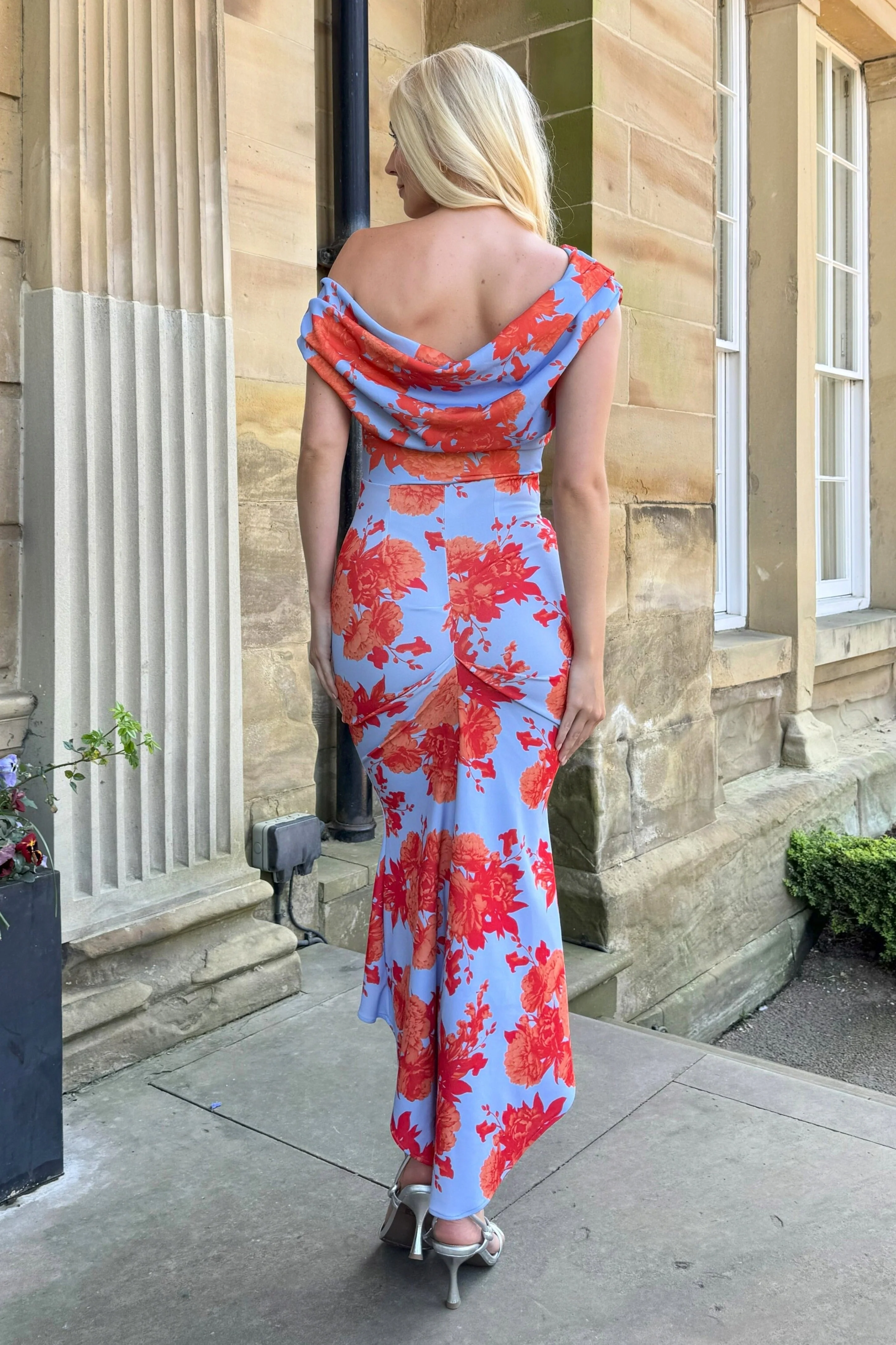 Atom Label Powder Blue & Orange Floral D3 Ss26 Mercury Midi Dress - Image 5
