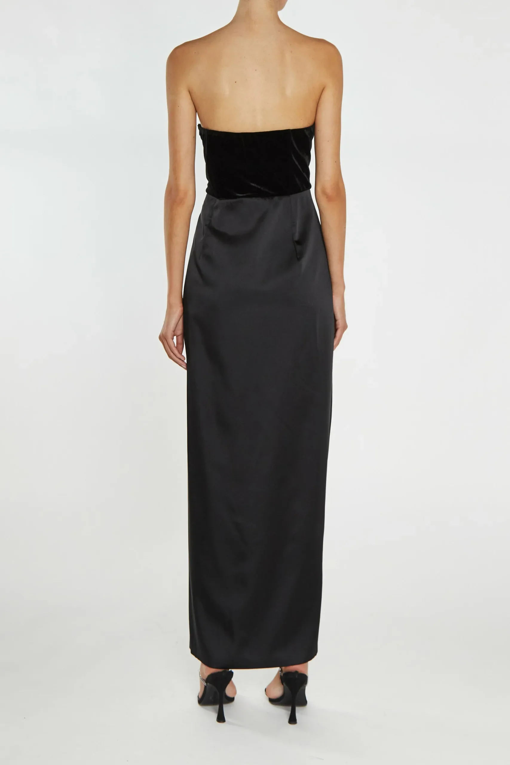 True Decadence Alexis Black Bandeau Draped Maxi Dress - Image 2
