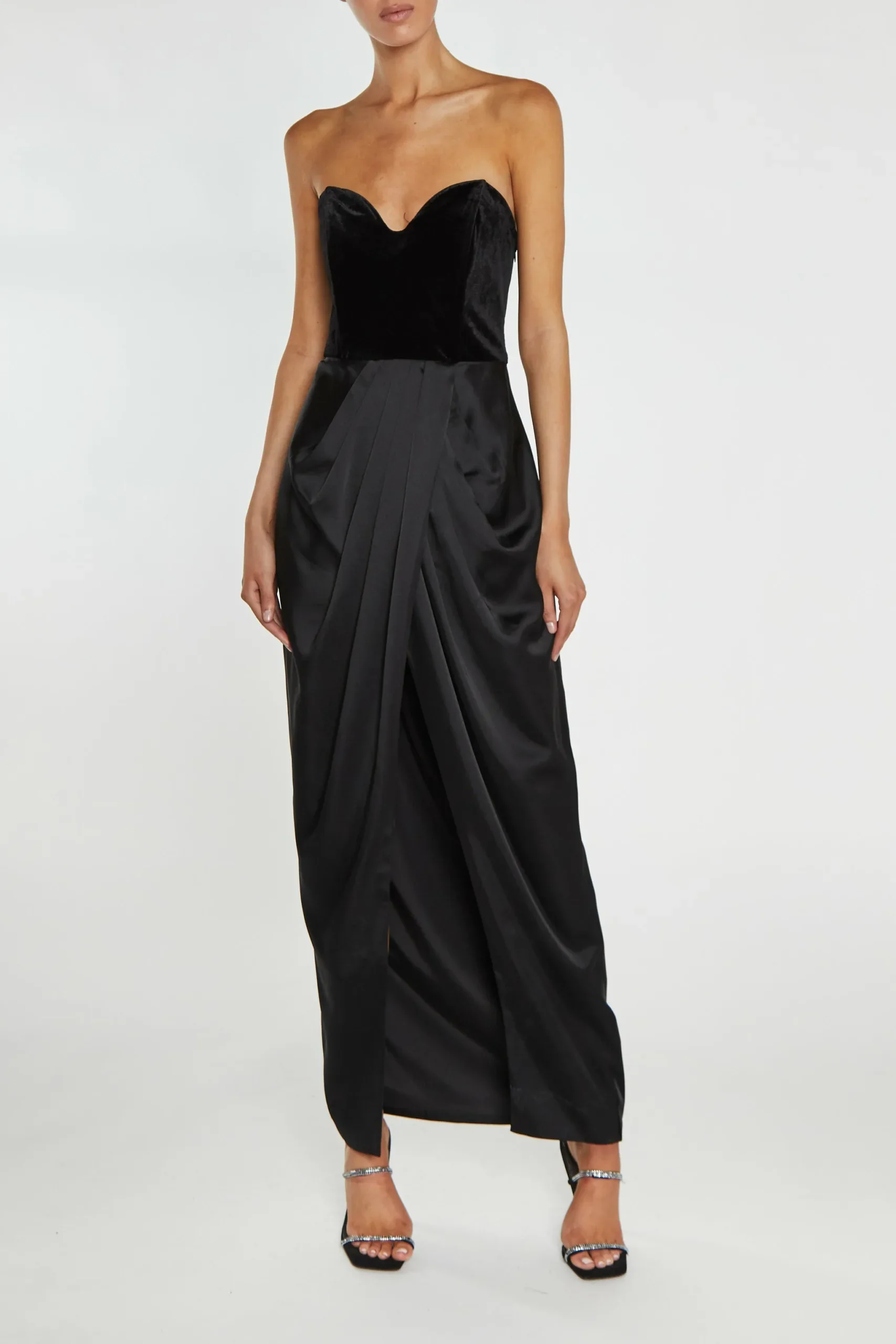 True Decadence Alexis Black Bandeau Draped Maxi Dress - Image 3