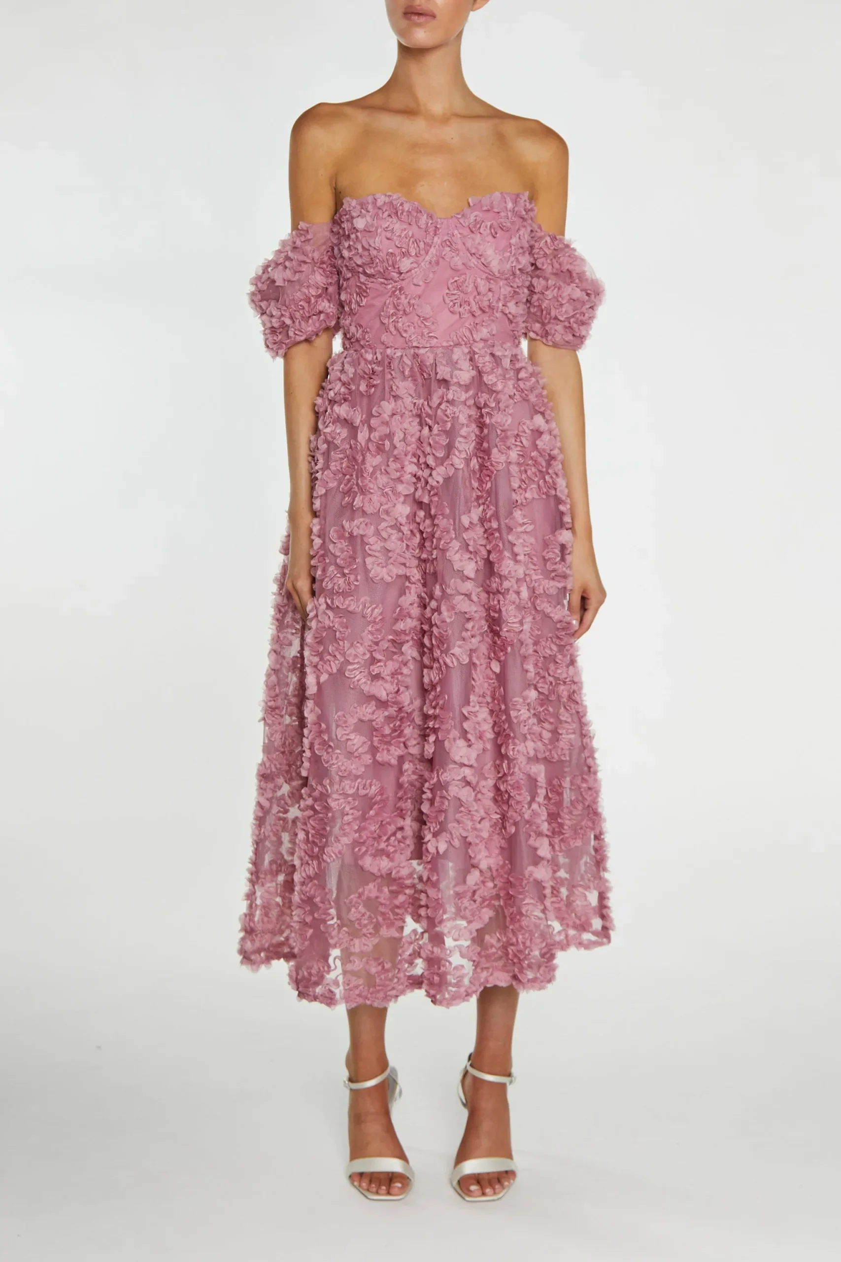 True Decadence Amelia Dusty Rose Bardot Bust Cup Midi Dress - Image 2