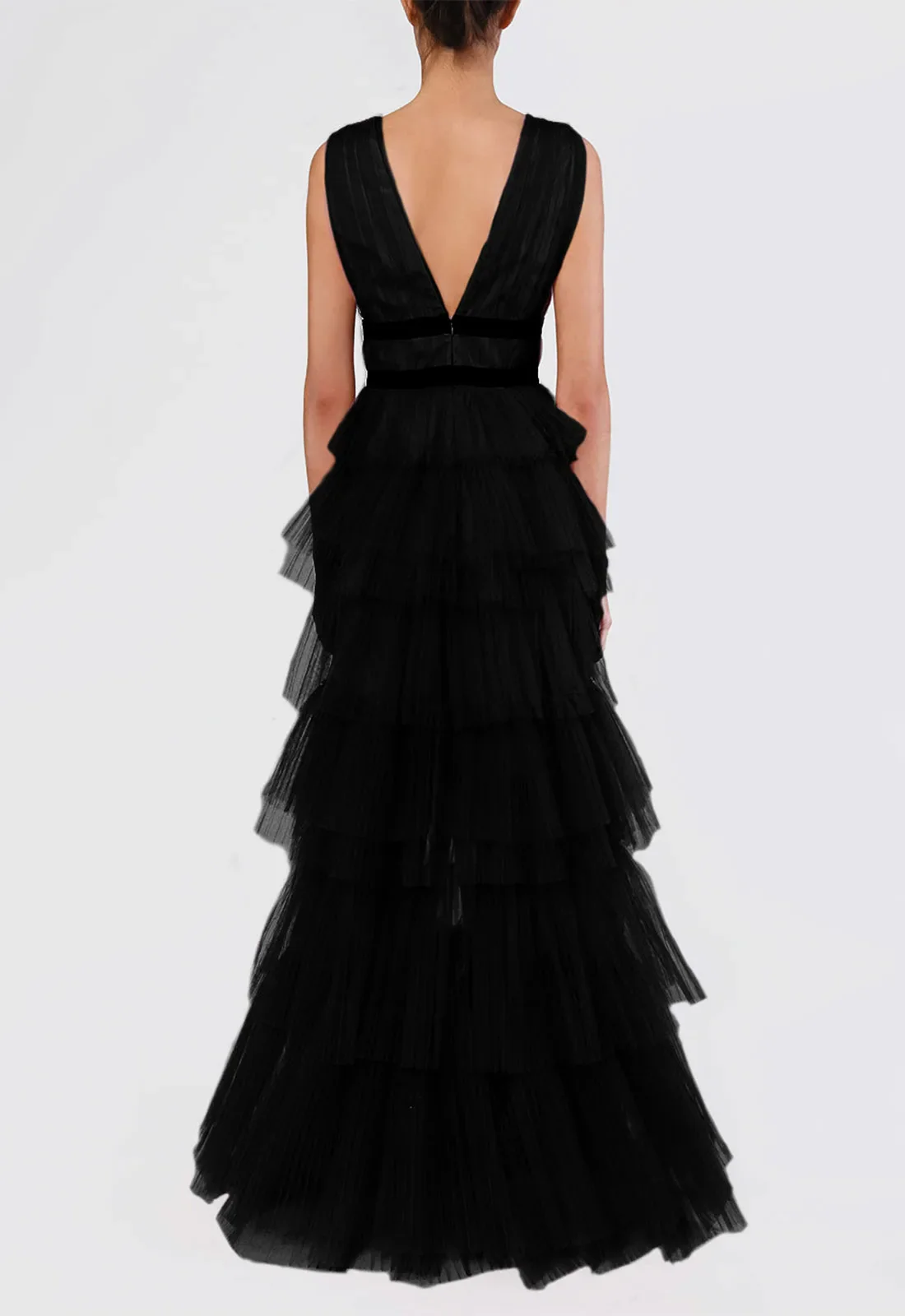 True Decadence Black Layered Tulle Maxi Dress - Image 2