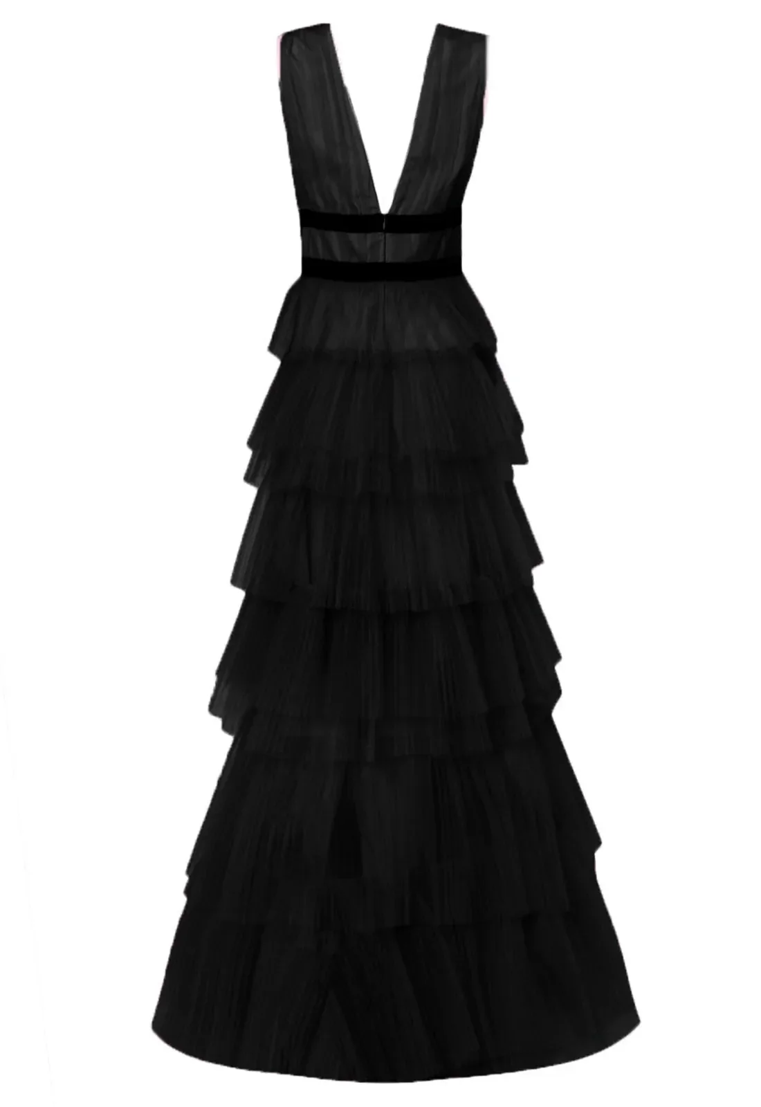 True Decadence Black Layered Tulle Maxi Dress - Image 3
