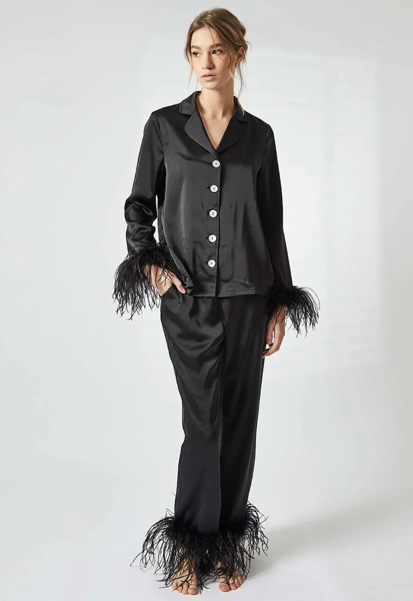 True Decadence Black Satin  Trim Pajamas - Image 10