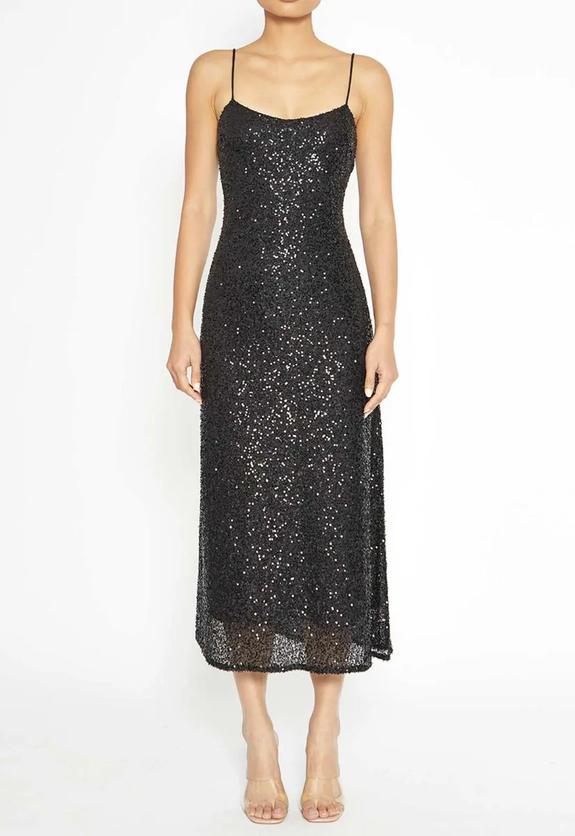 True Decadence Black Sequin Slip Dress - Image 4