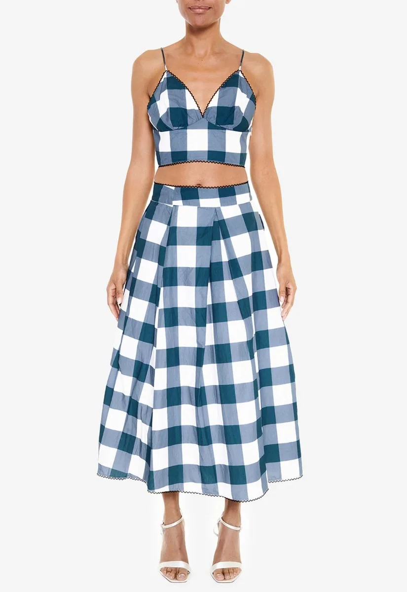 True Decadence Blue Check Cropped Top - Image 4