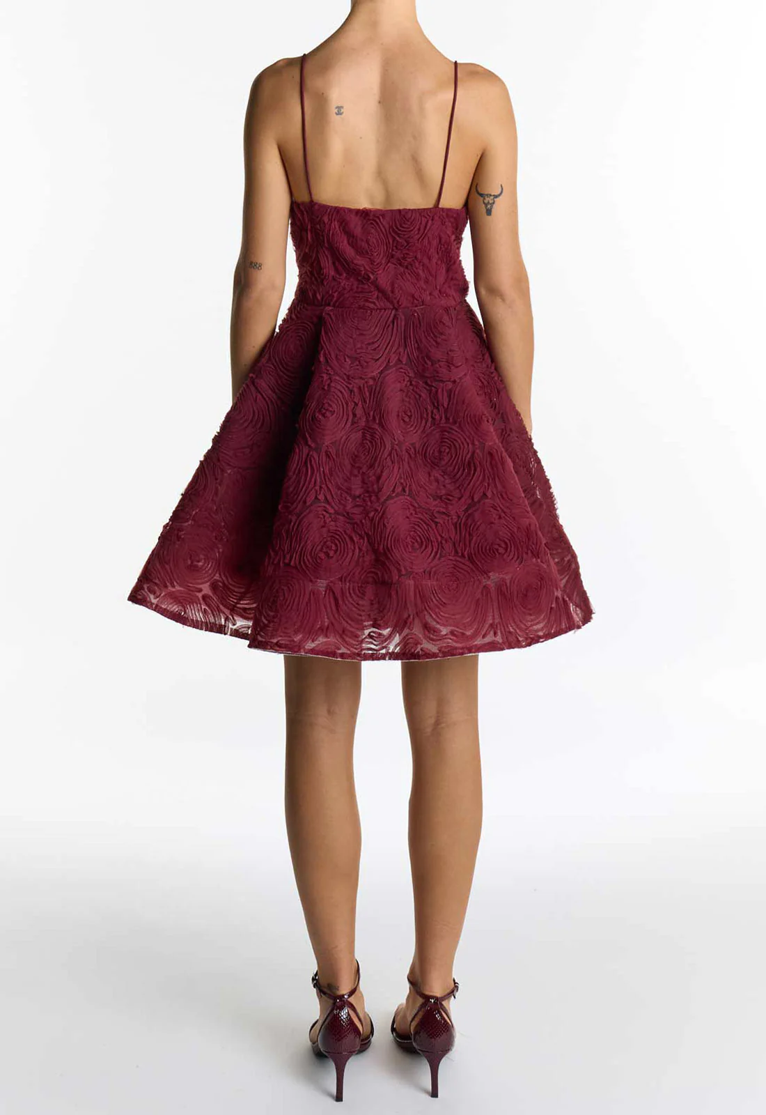 True Decadence Burgundy Zoya Sculpted Mini Dress - Image 2
