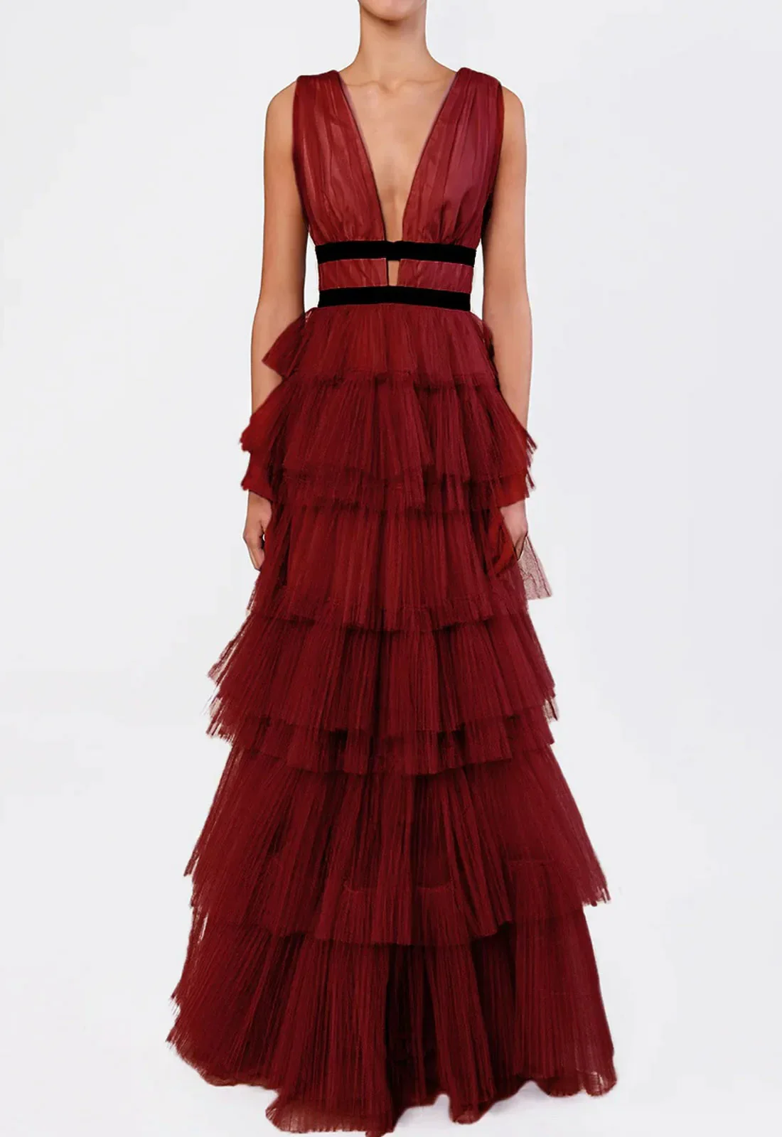 True Decadence Eliza Burgundy Maxi Dress