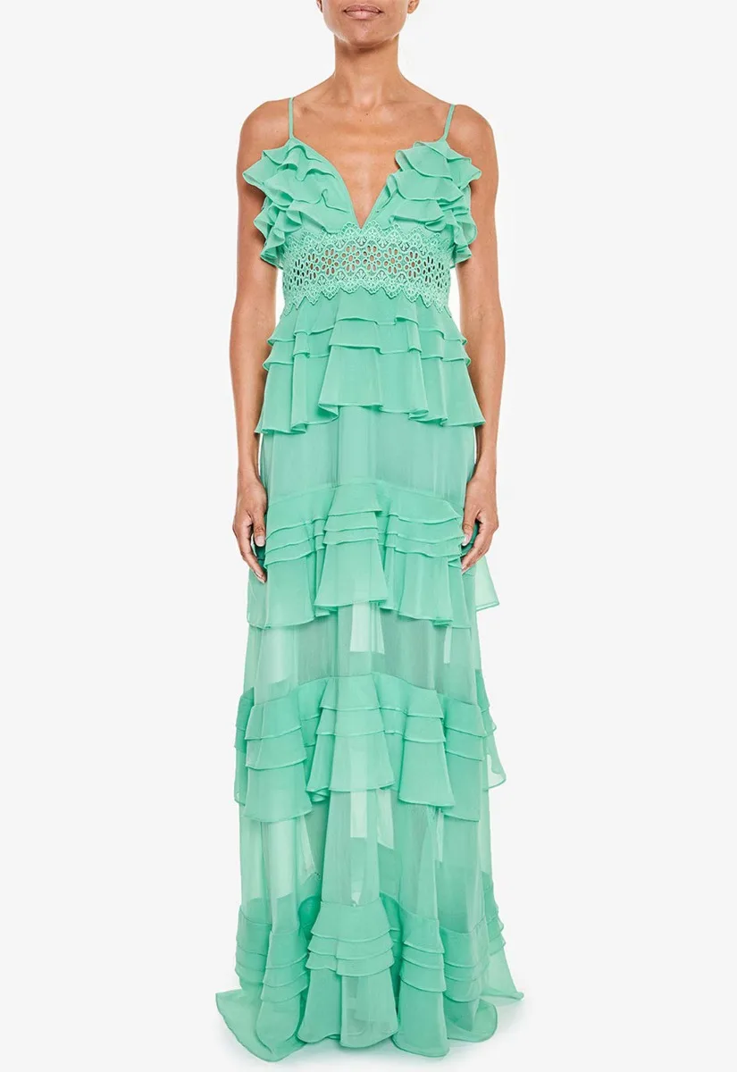 True Decadence Jade Green Ruffle Maxi Dress - Image 6