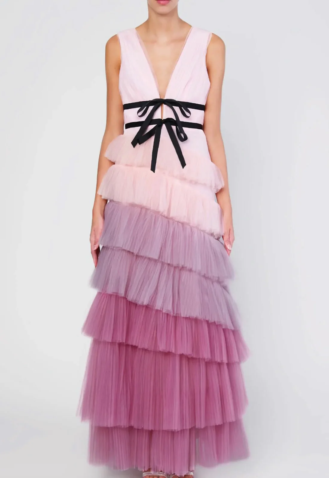 True Decadence Layla Lilac Ombre Pleated Tired Maxi-Dress