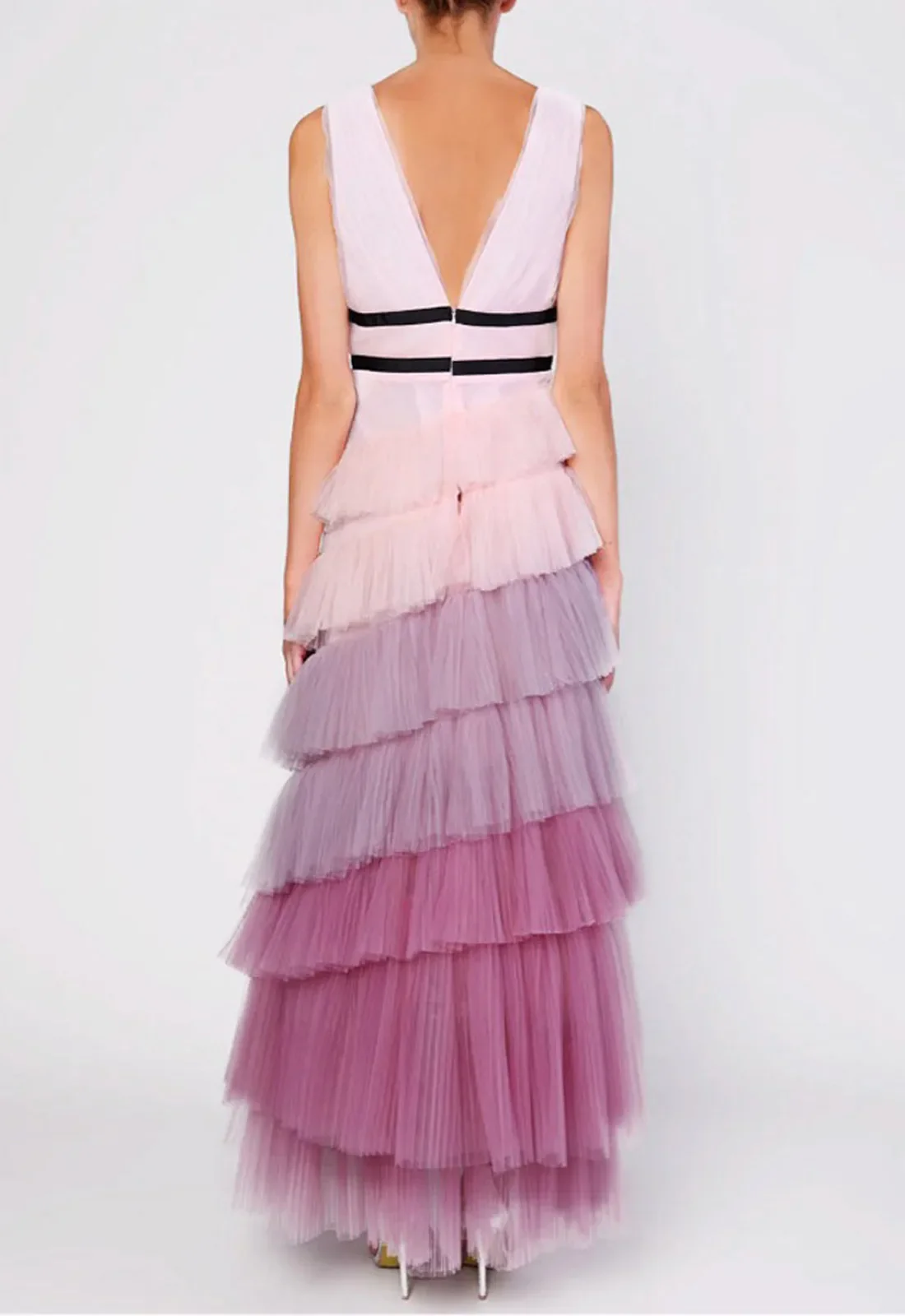 True Decadence Layla Lilac Ombre Pleated Tired Maxi-Dress - Image 4