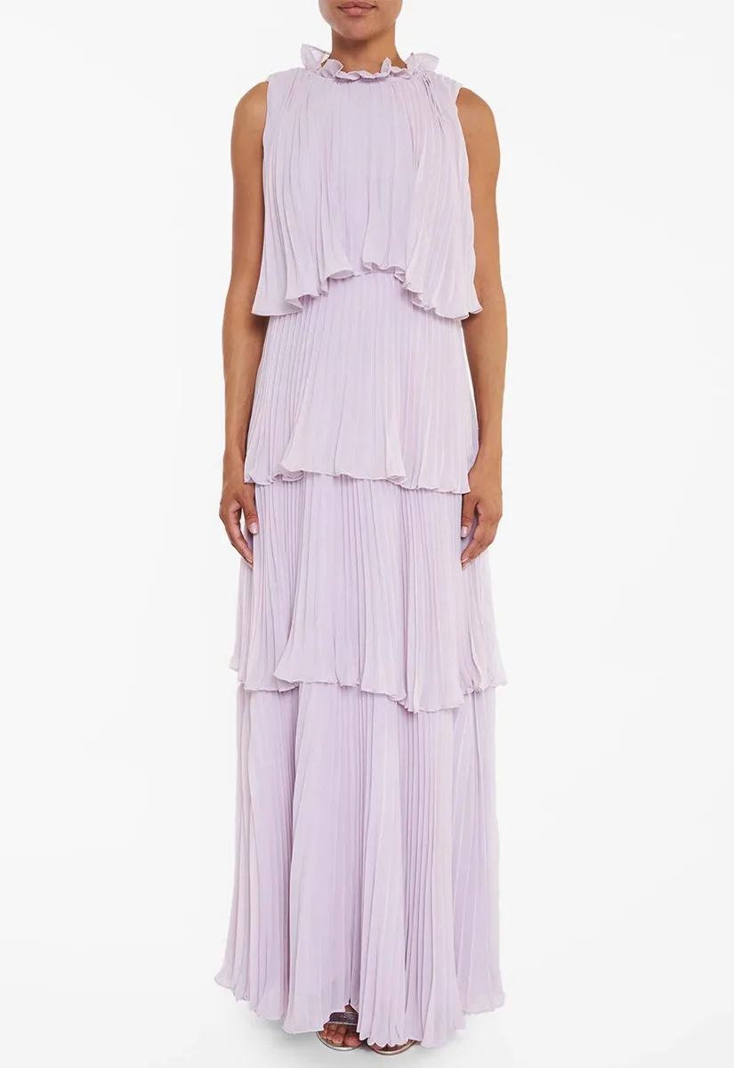 True Decadence Lilac Tiered Pleated Maxi Dress - Image 3