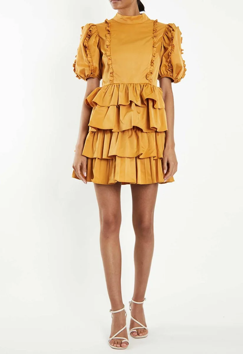 True Decadence Mustard Cocktail Dress - Image 3