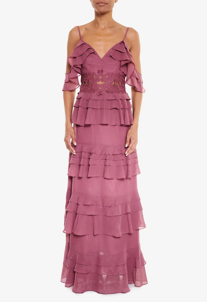 True Decadence Pink Ruffle Maxi Dress - Image 6