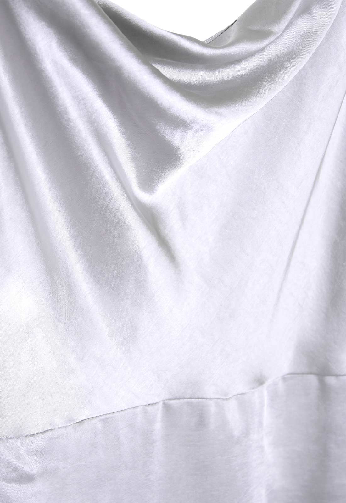 True Decadence Silver Satin Cowl Neck Maxi Dress - Image 4