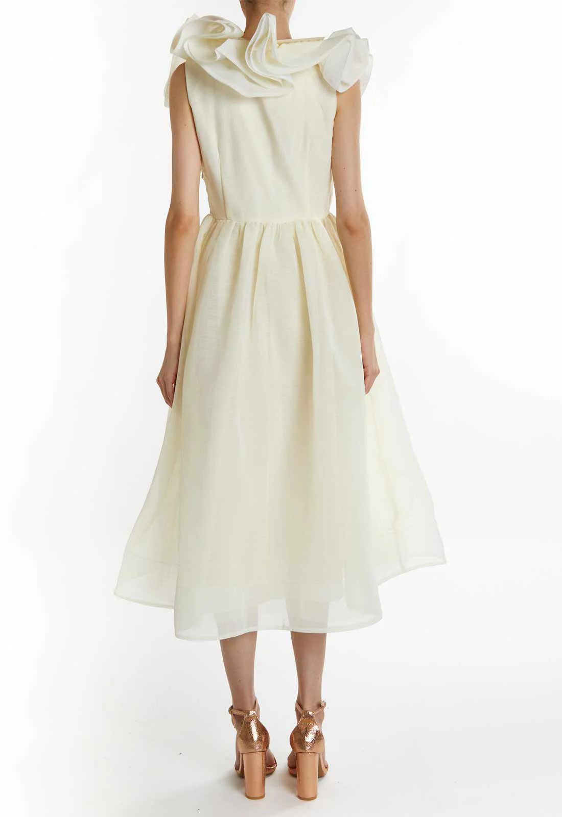 True Decadence Soft-Yellow Peyton Ruffle Midi Dress - Image 2