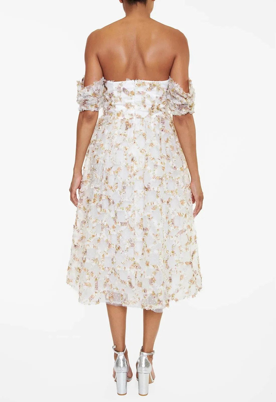 True Decadence White 3D Floral Bardot Dress - Image 2