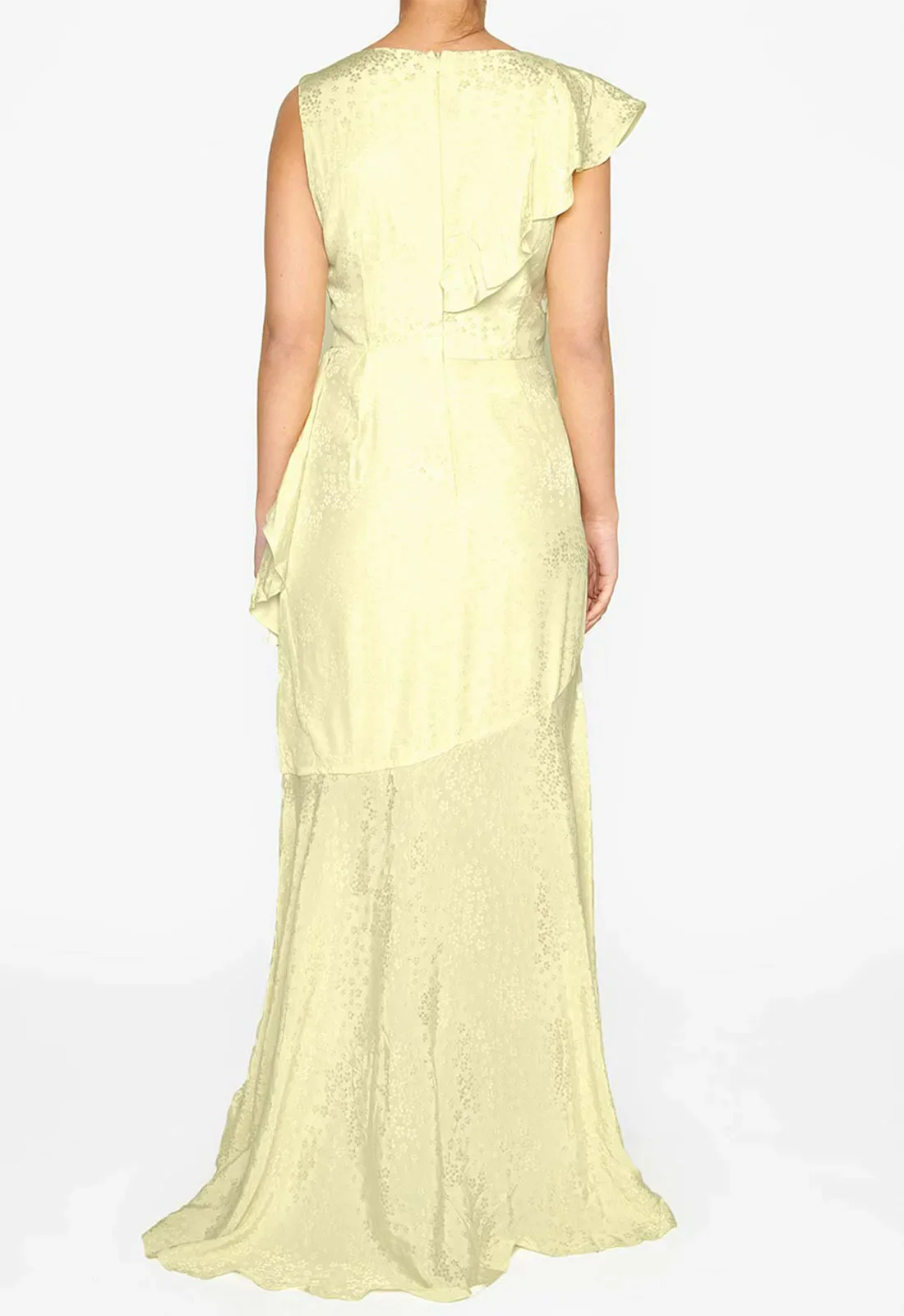 True Decadence Yellow Satin Layered Maxi Dress - Image 2