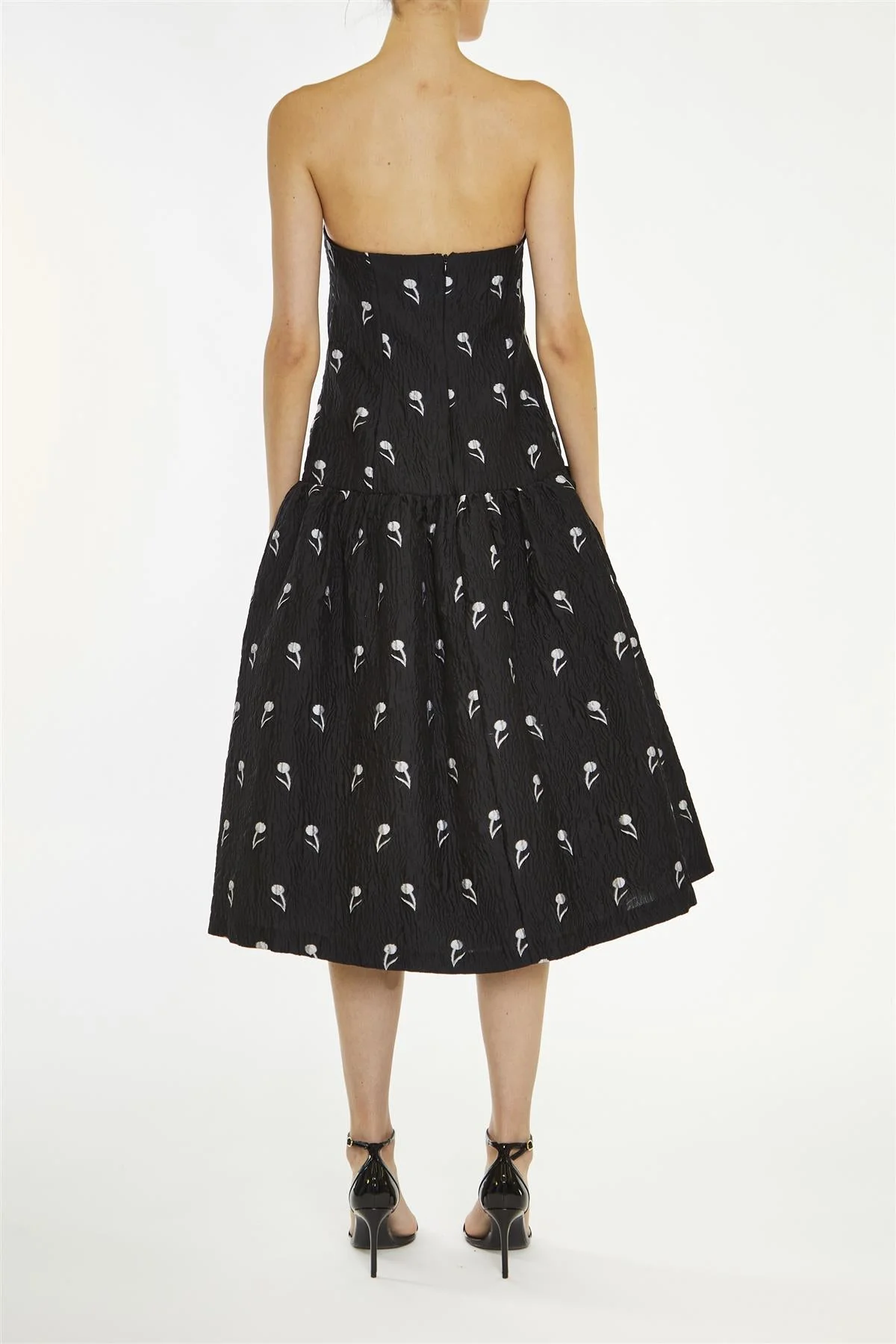 True Decadence Black-Grey Vienna Floral-Brocade Dropped-Waist Midi-Dress - Image 2