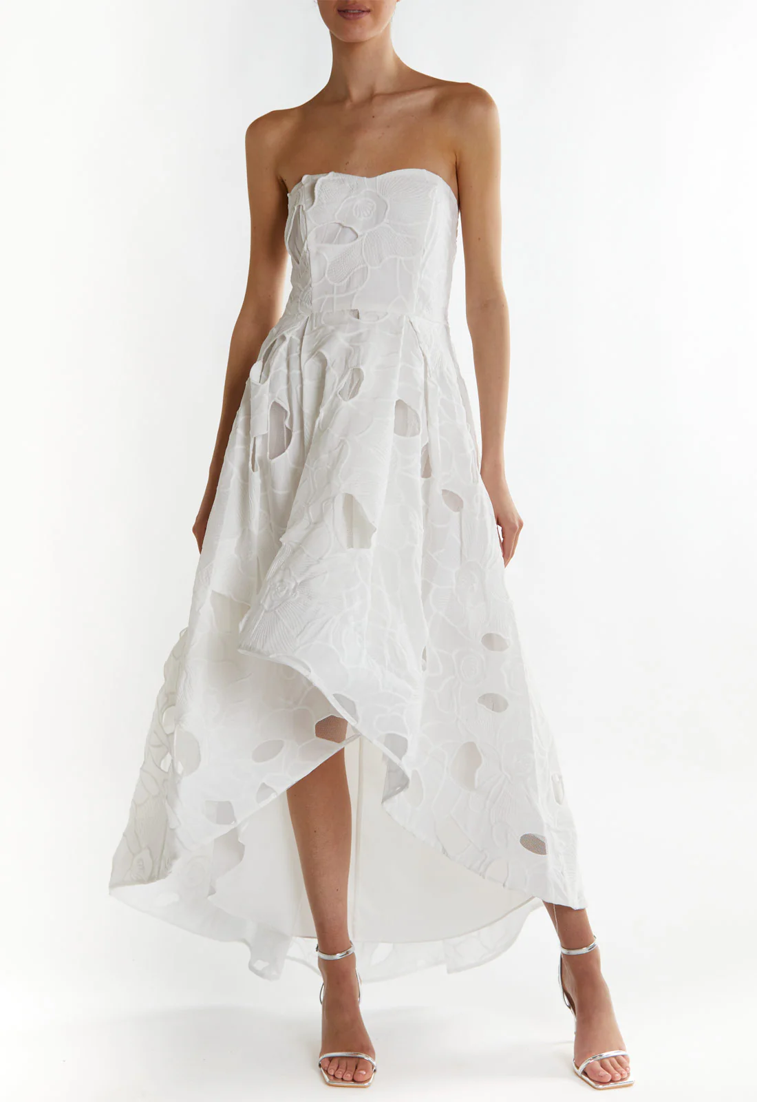 True Decadence White Kaia Bandeau Hi Lo Maxi Dress - Image 3