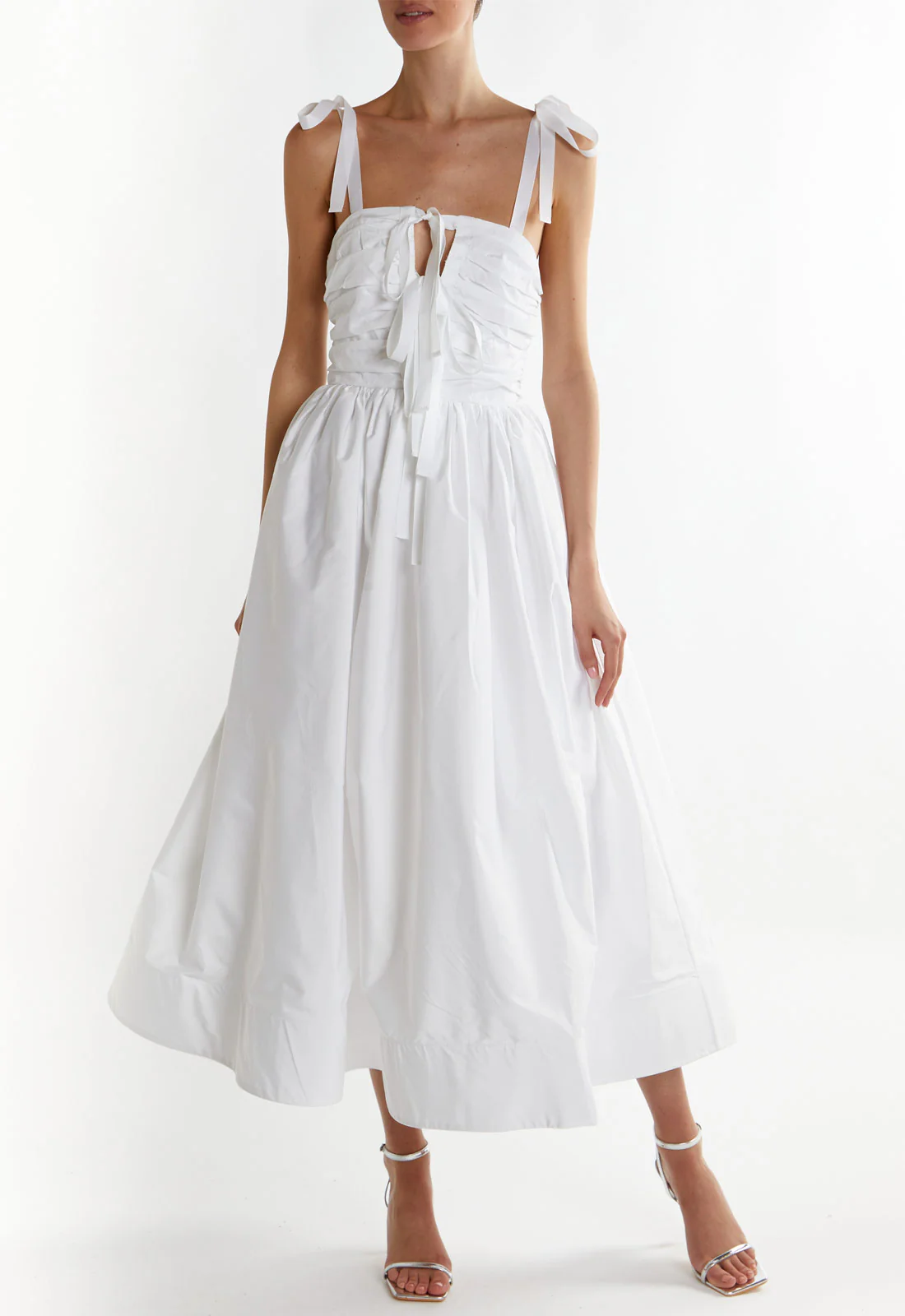 True Decadence White Eleanor Bow Tie Strap Midi Dress - Image 3